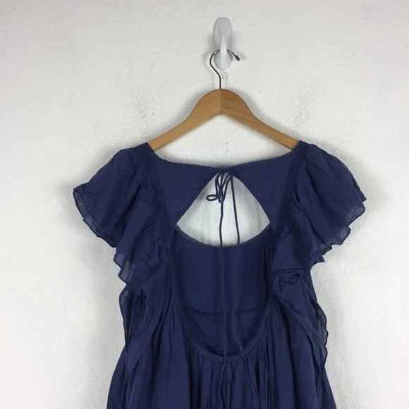 Free People Hailey Blue Oversized Ruffle Gauzy Mini Dress Small - Picture 14 of 16
